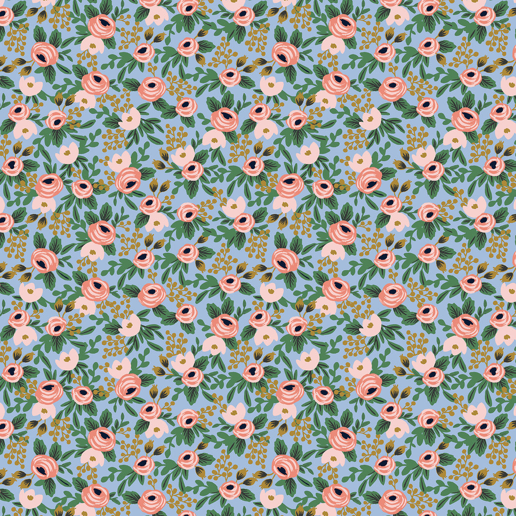 REMNANT 2.19 Metres - Rifle Paper Co - Garden Party Rosa Chambray Metallic Cotton Fabric