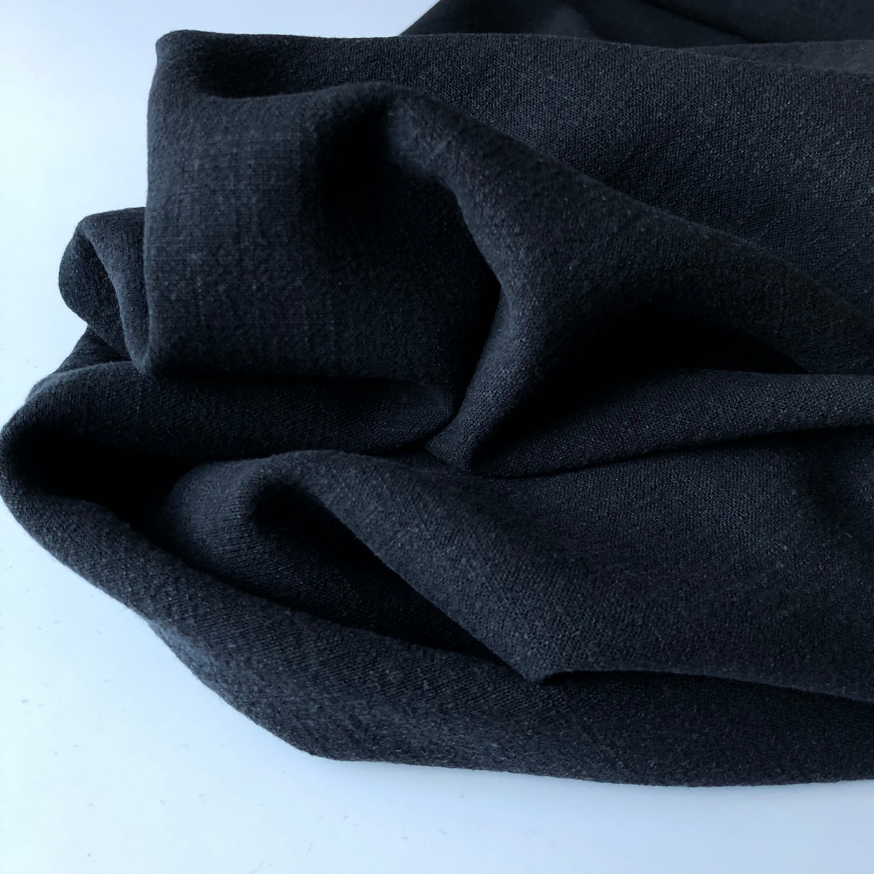 Flow Black Viscose Linen Blend Dress Fabric