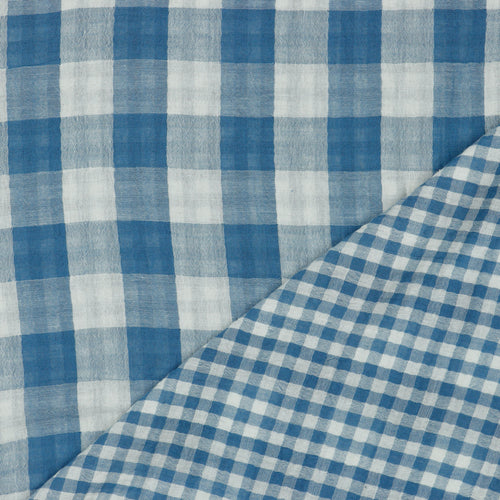 Reversible Gingham Cotton Double Gauze in Blue