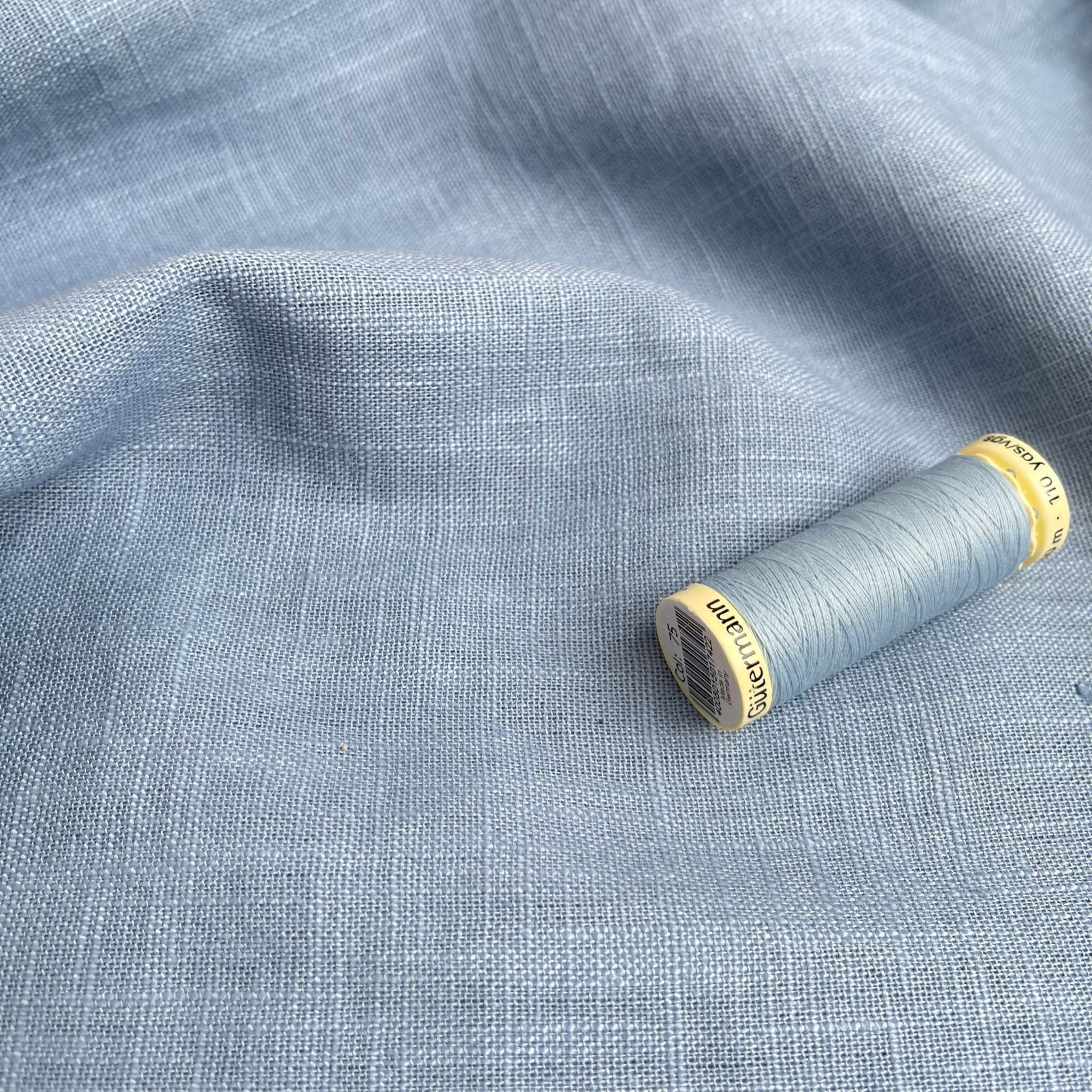 REMNANT 0.47 Metre - Breeze Light Blue - Enzyme Washed Pure Linen Fabric
