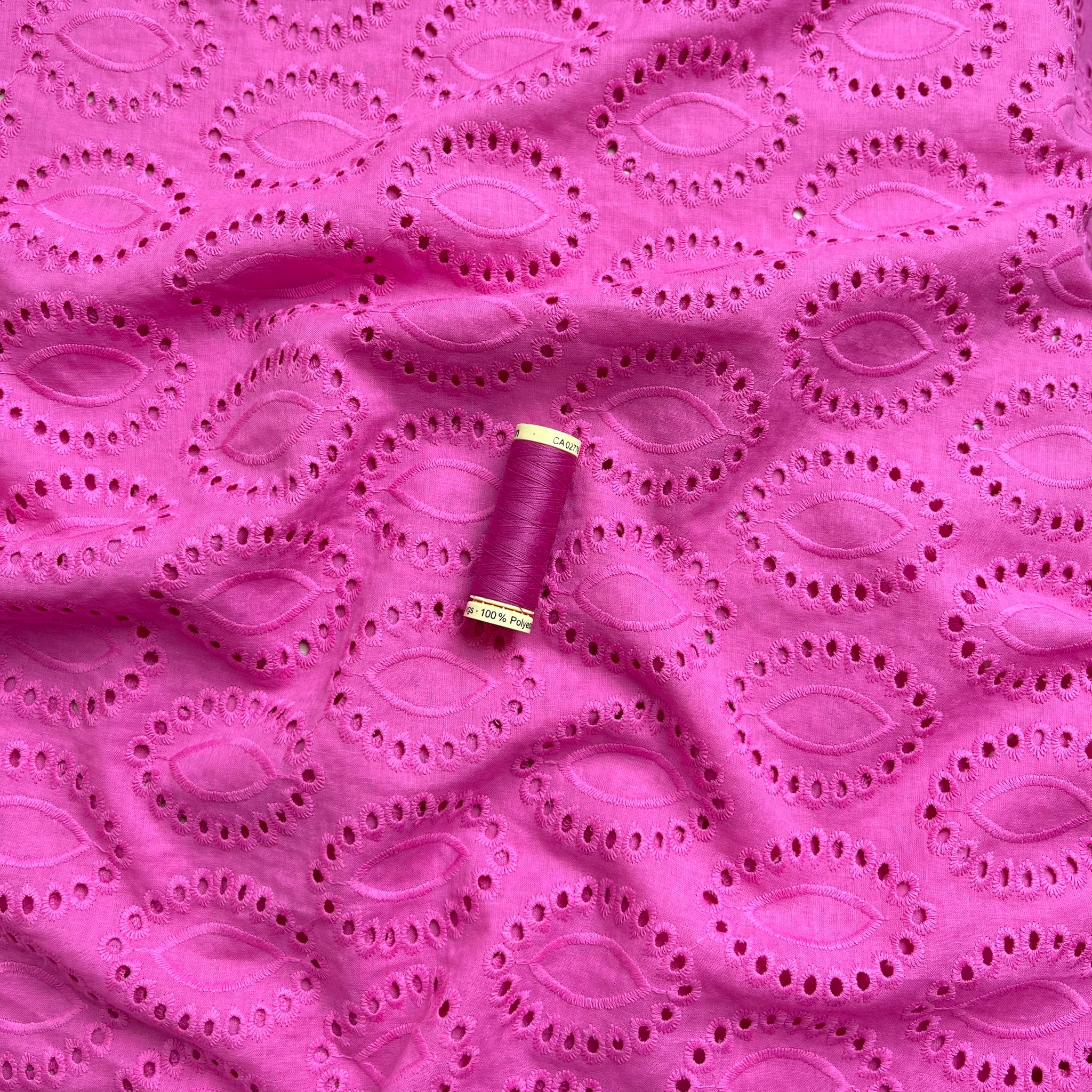 Sweet Fuchsia Cotton Broderie Anglaise Fabric