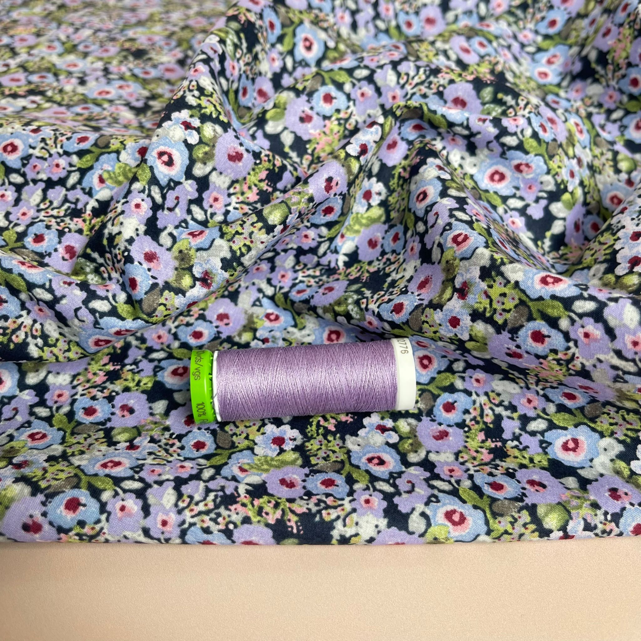 Ditsy Meadow Lilac Cotton Lawn Fabric