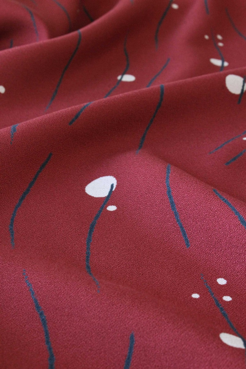 Églantine & Zoé - Clair de Lune in Brick Red Viscose Crepe Fabric