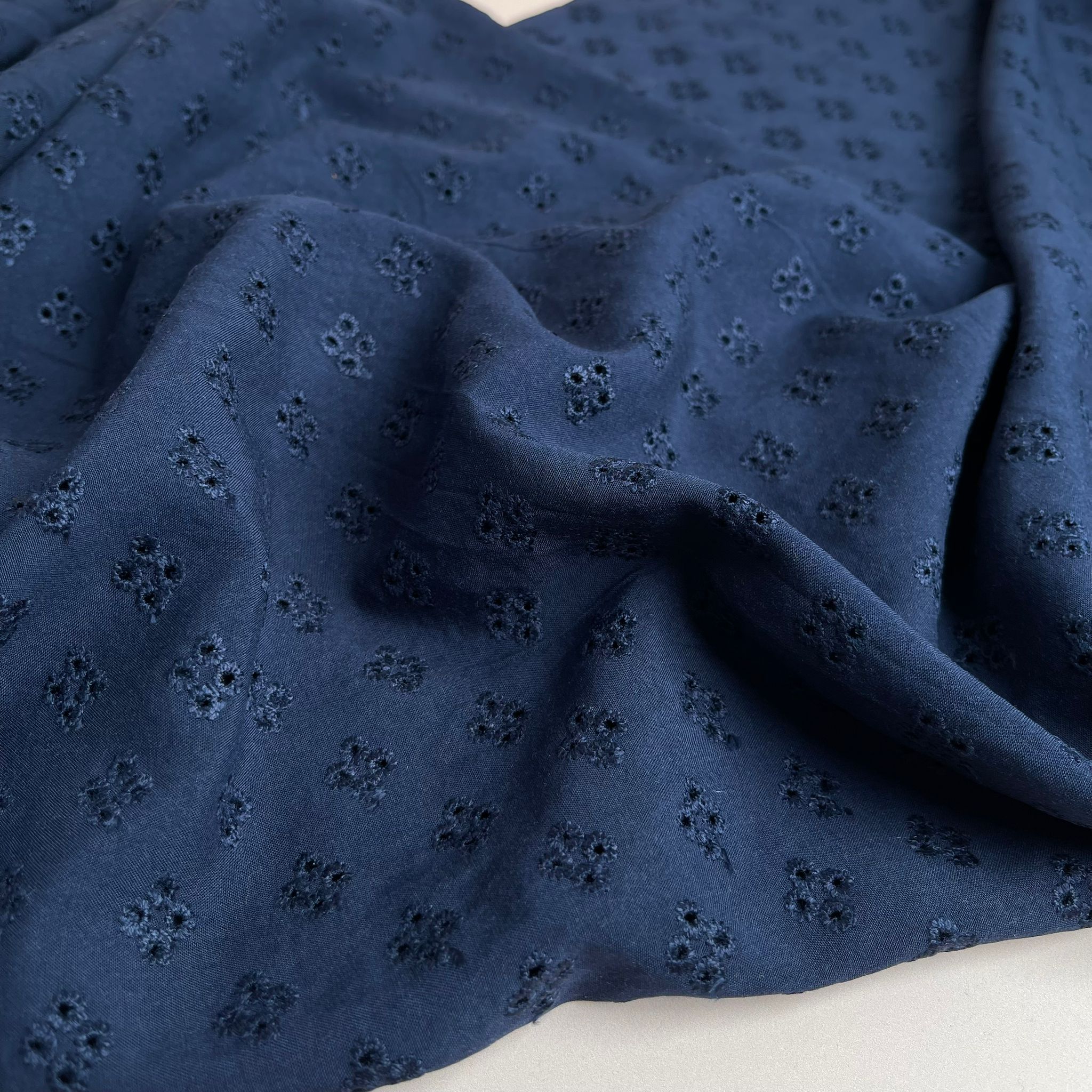 Sweet Flowers Navy Embroidered Viscose