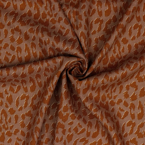 Animal Print on Mauve Linen Viscose Blend Fabric