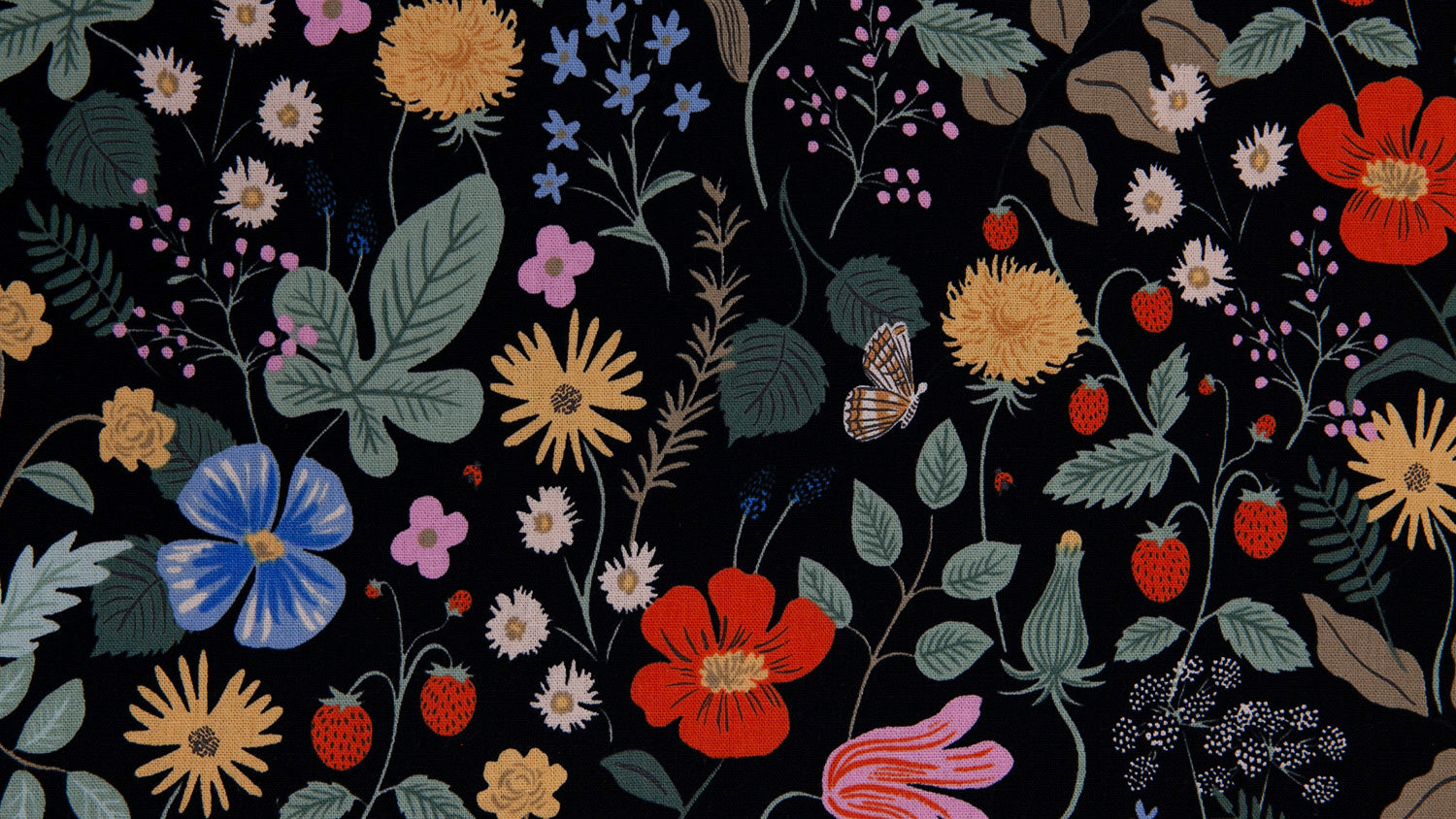 Rifle Paper Co - Strawberry Fields Black Cotton