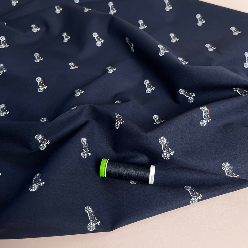 Motorcycle Navy Cotton Poplin Fabric – Lamazi Fabrics