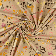 REMNANT 2.7 Metres - Happy Bears Sand Cotton Jersey Fabric