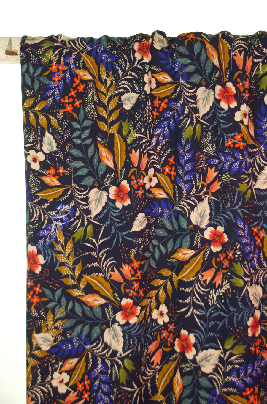 REMNANT 0.7 Metre - Atelier Jupe - Blue Autumn Print Viscose Fabric