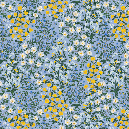 REMNANT 1.69 Metres - Rifle Paper Co - Wildwood Garden Blue Cotton from Camont
