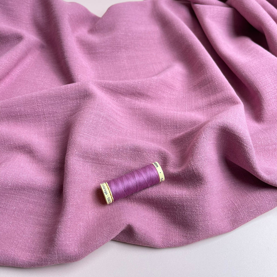 REMNANT 0.68 Metre - Flow Pink Viscose Linen Blend Dress Fabric