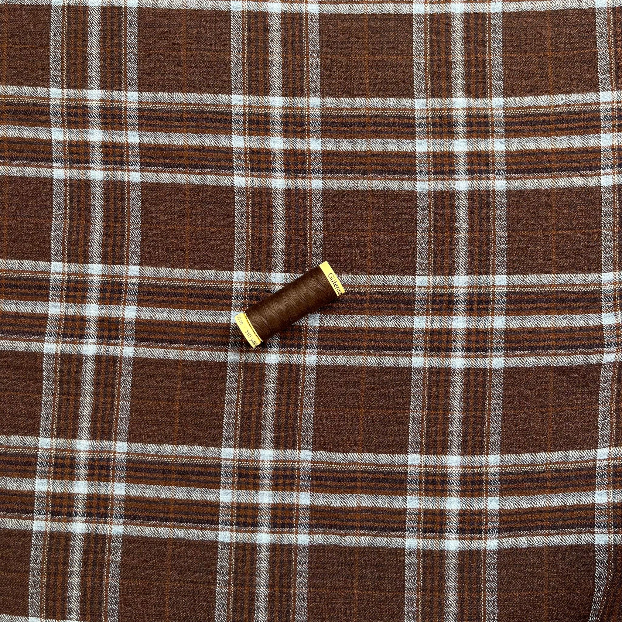 REMNANT 2.72 Metres - Washed Textured Checks in Brown