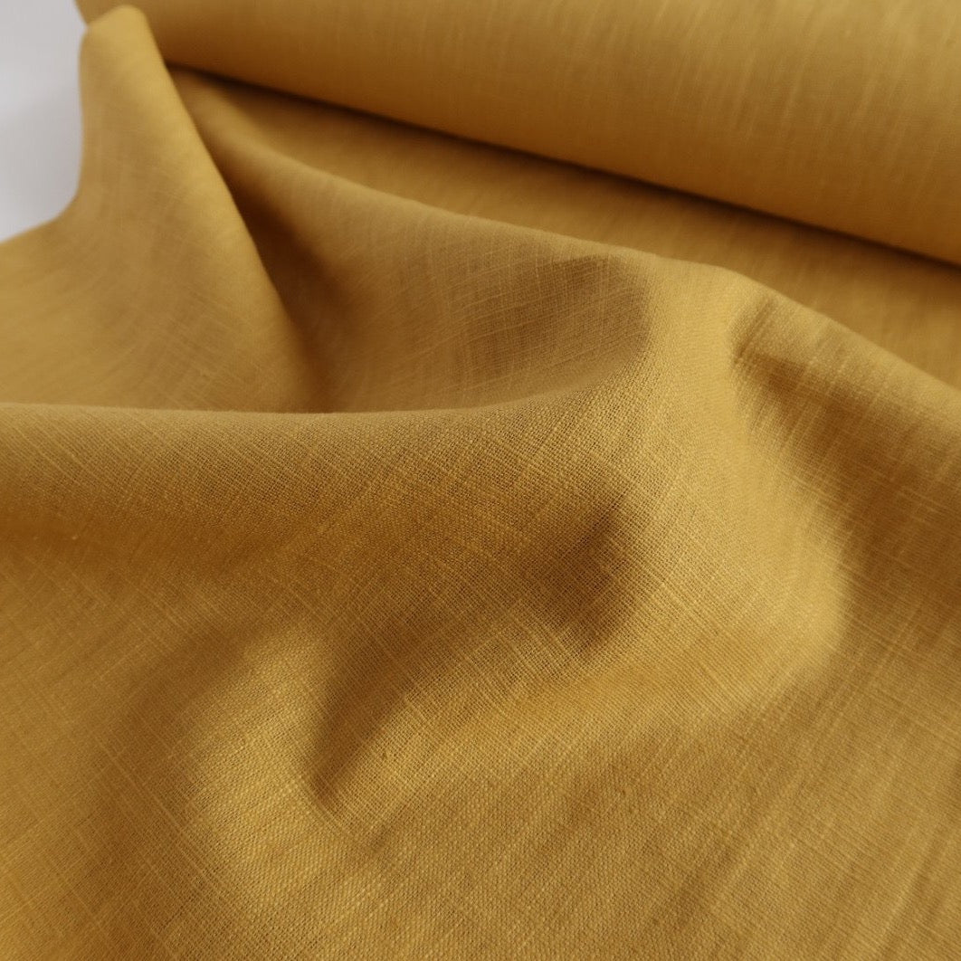 REMNANT 0.82 Metre - Breeze Gold - Enzyme Washed Pure Linen Fabric
