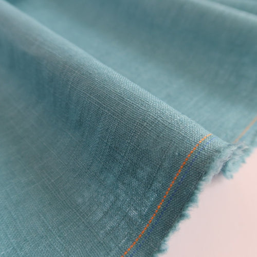Breeze Light Teal - Enzyme Washed Linen Cotton Fabric