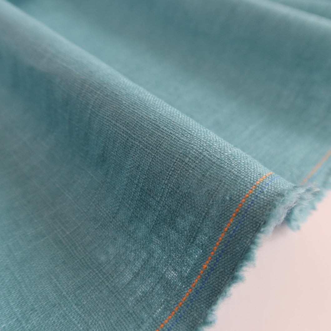 Breeze Light Teal - Enzyme Washed Linen Cotton Fabric