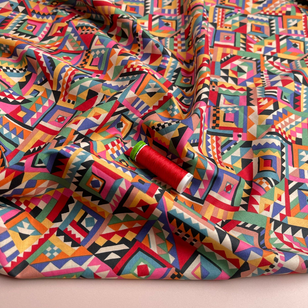 Rainbow Aztec Cotton Lawn Fabric