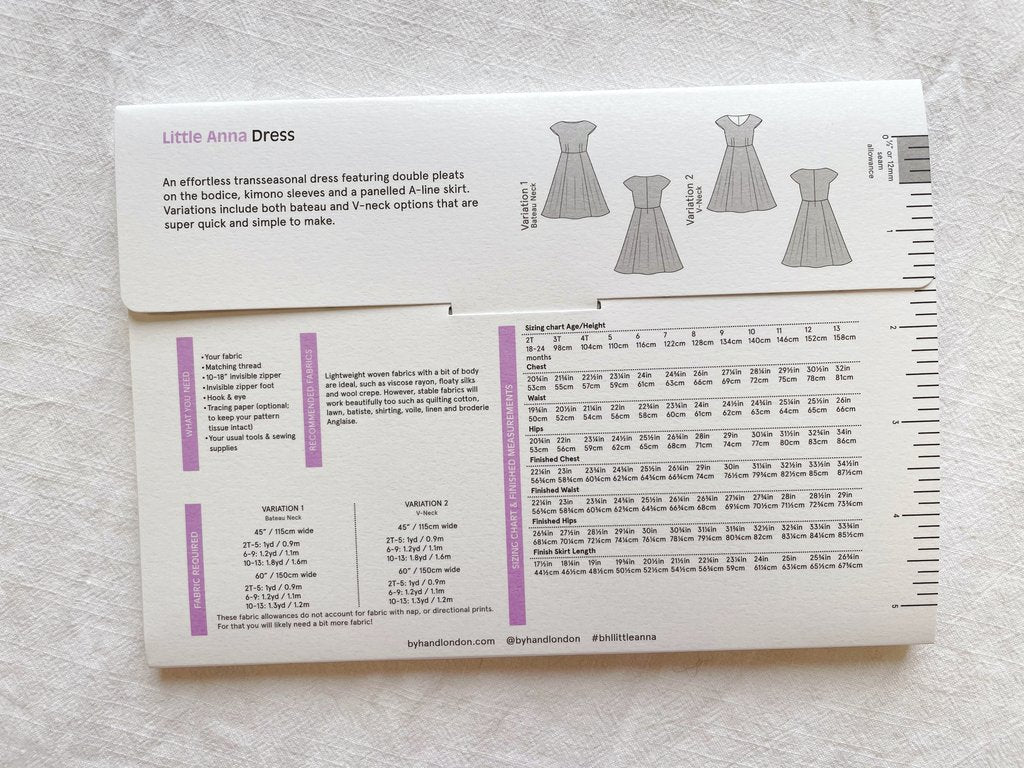 By Hand London - Little Anna Dress Sewing Pattern Age 18m - 13y