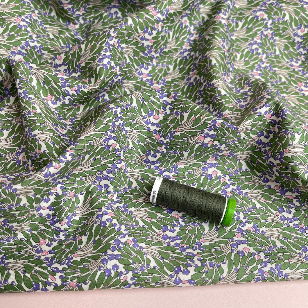 Graphic Seaweed Green Cotton Lawn Fabric