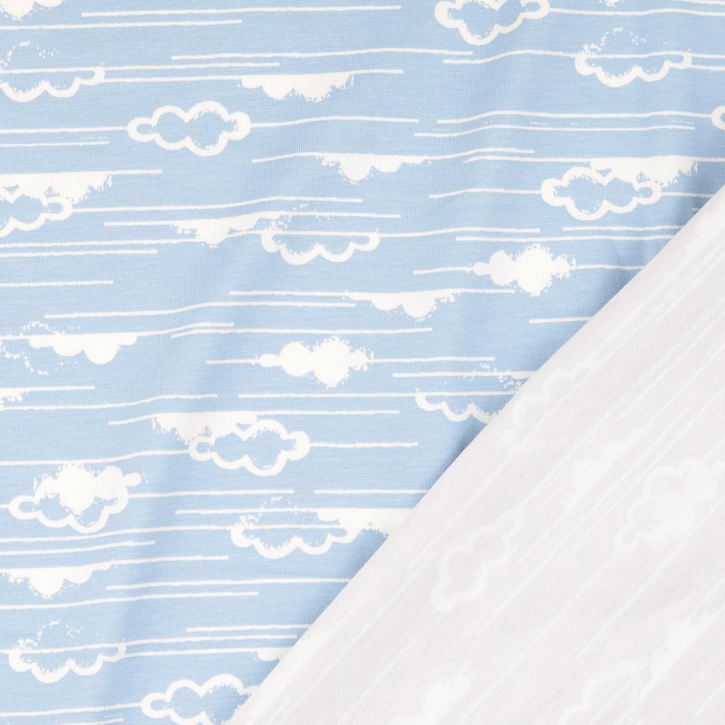 Cloudy Sea Light Blue Organic Cotton Jersey Fabric