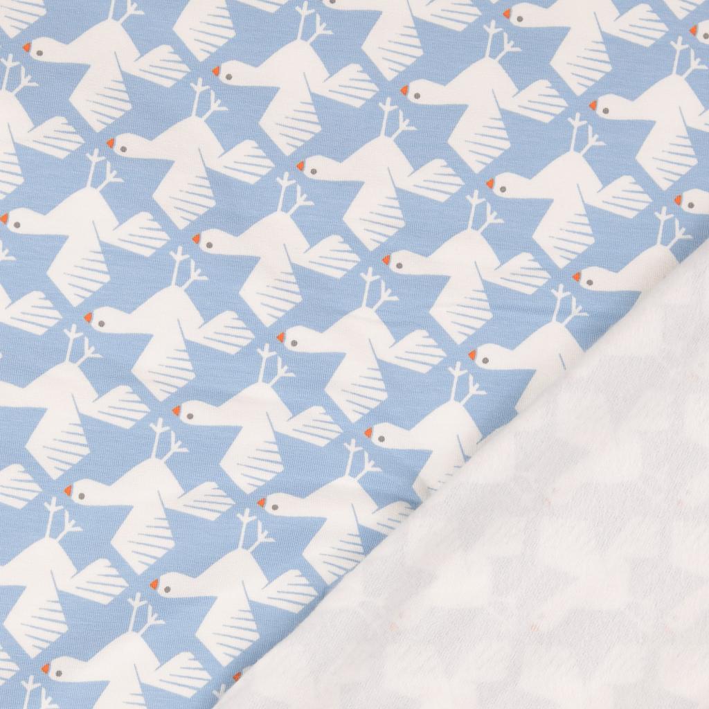 Seagulls on Light Blue Organic Cotton French Terry