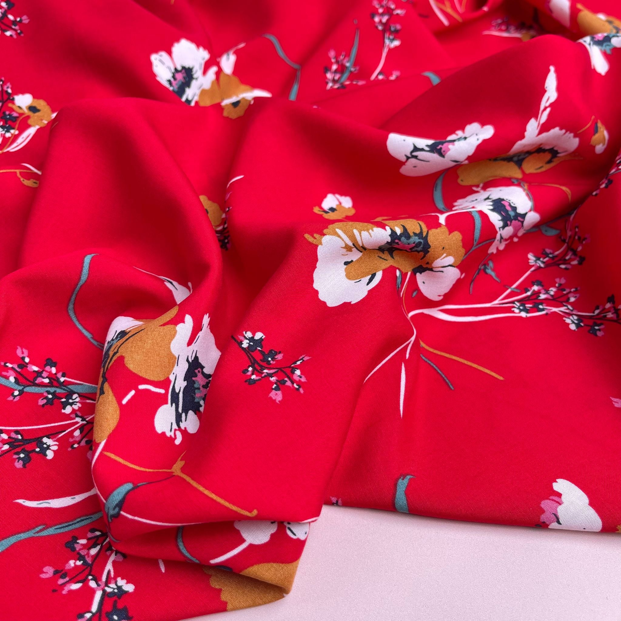 Josephine Red Viscose Fabric
