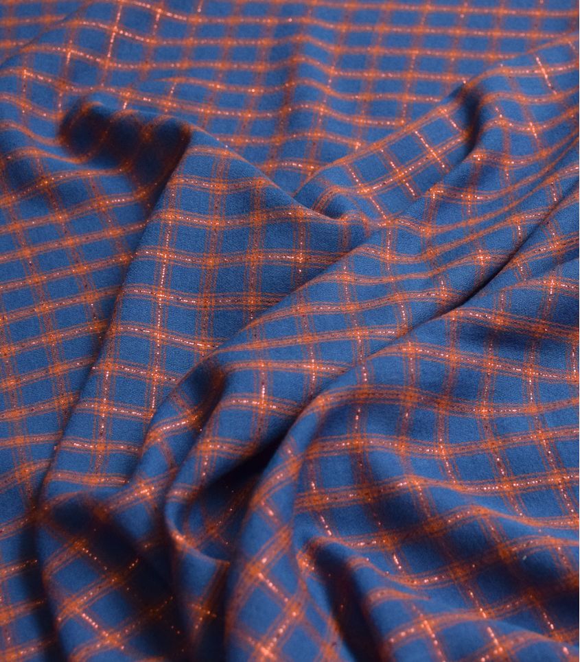 Cousette - Shiny Checks Cotton Viscose Fabric
