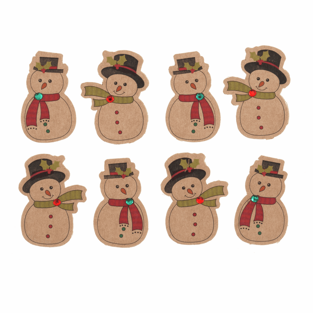 Festive Snowman Stickers - for cards, gift bags or table scatter decorations