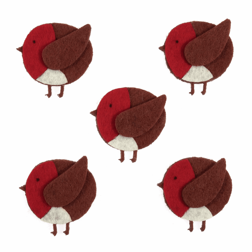 Felt Robins with sticky pad- for cards, gift bags or table scatter decorations