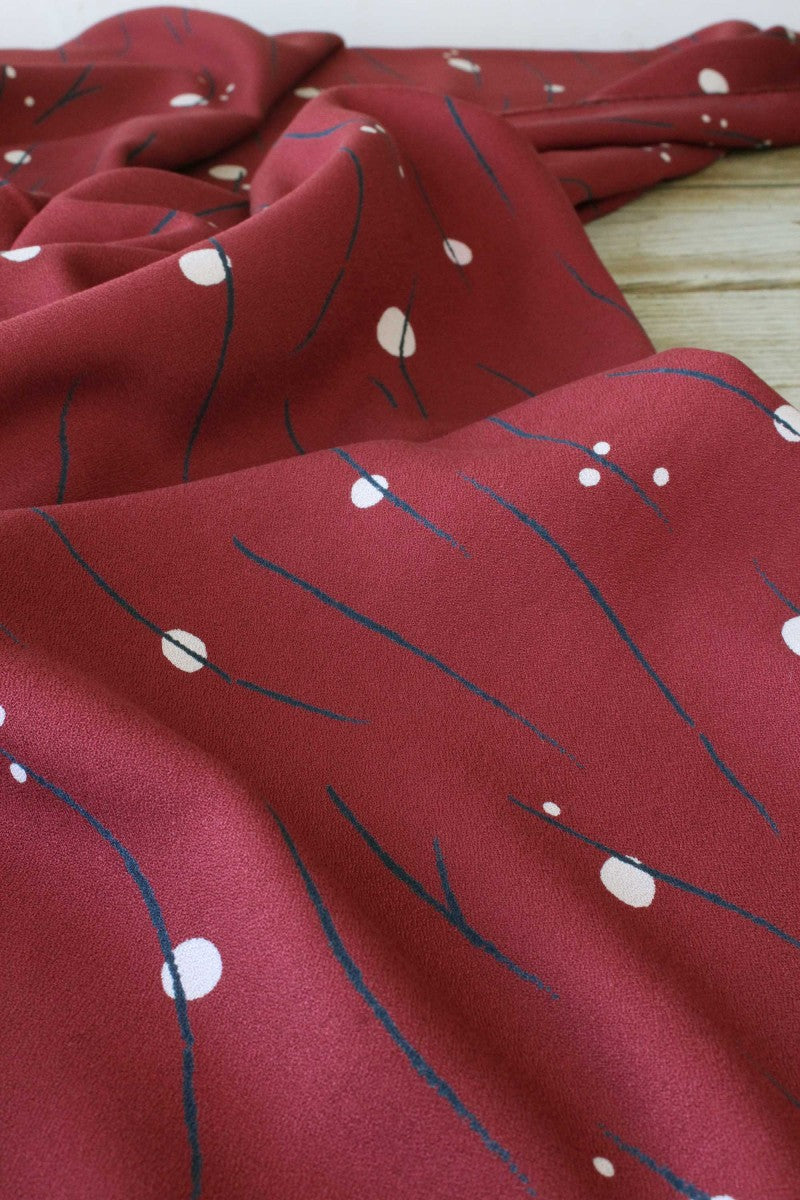 Églantine & Zoé - Clair de Lune in Brick Red Viscose Crepe Fabric