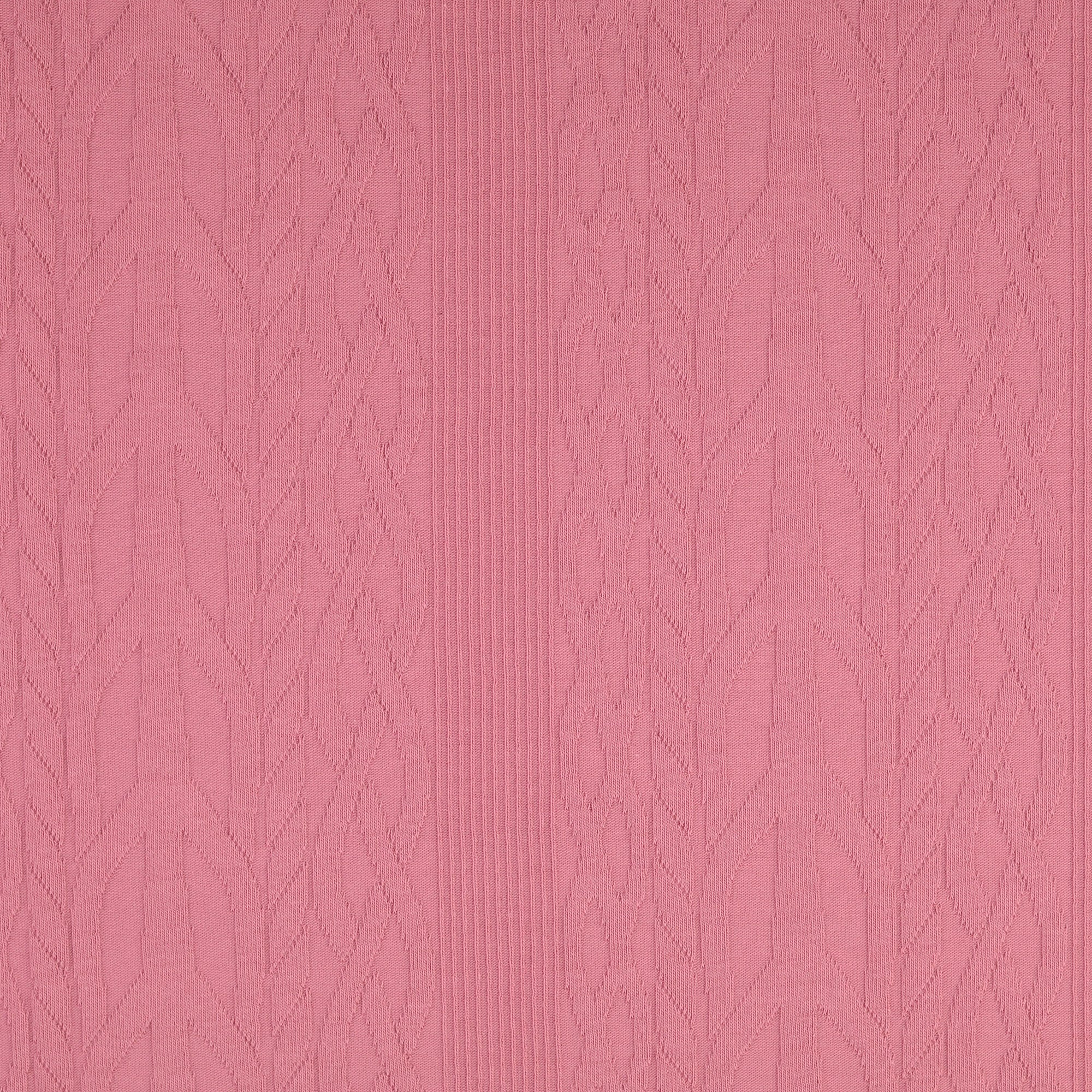 REMNANT 0.71 Metre - Cotton Cable Knit Fabric in Pink