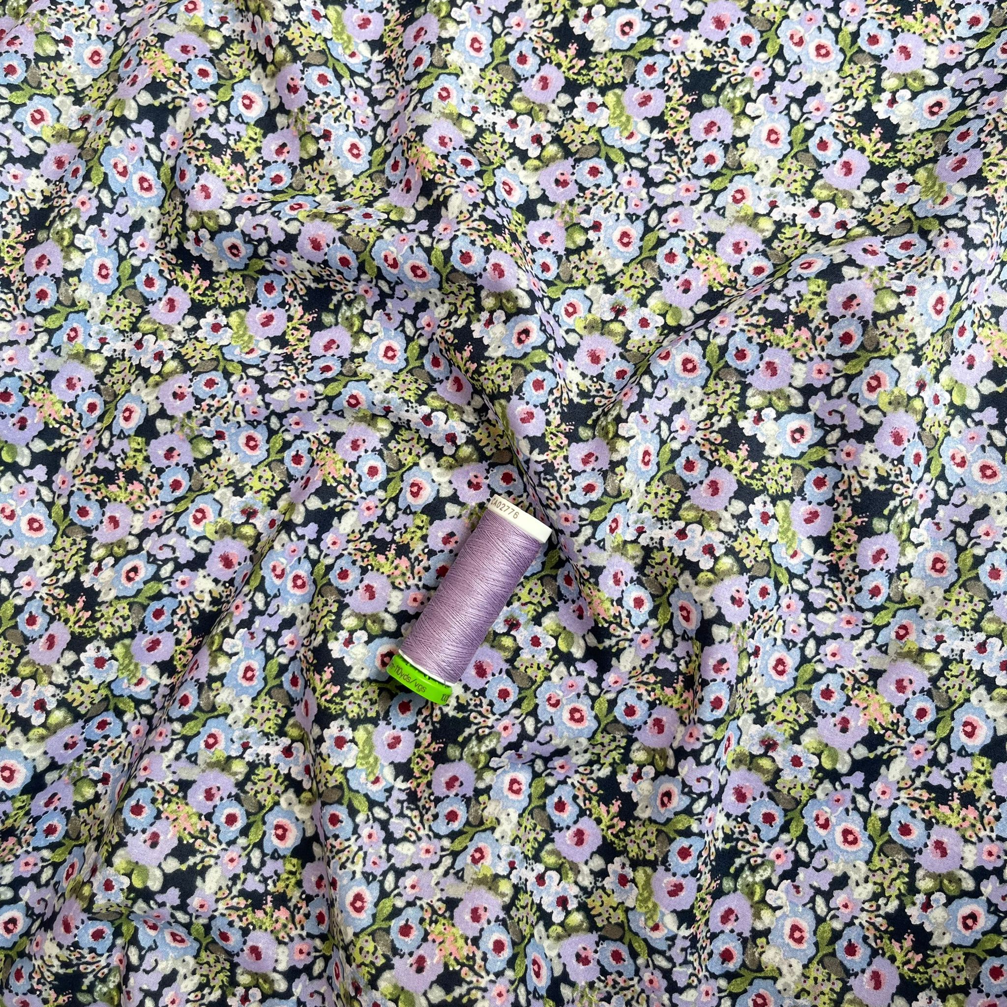 Ditsy Meadow Lilac Cotton Lawn Fabric