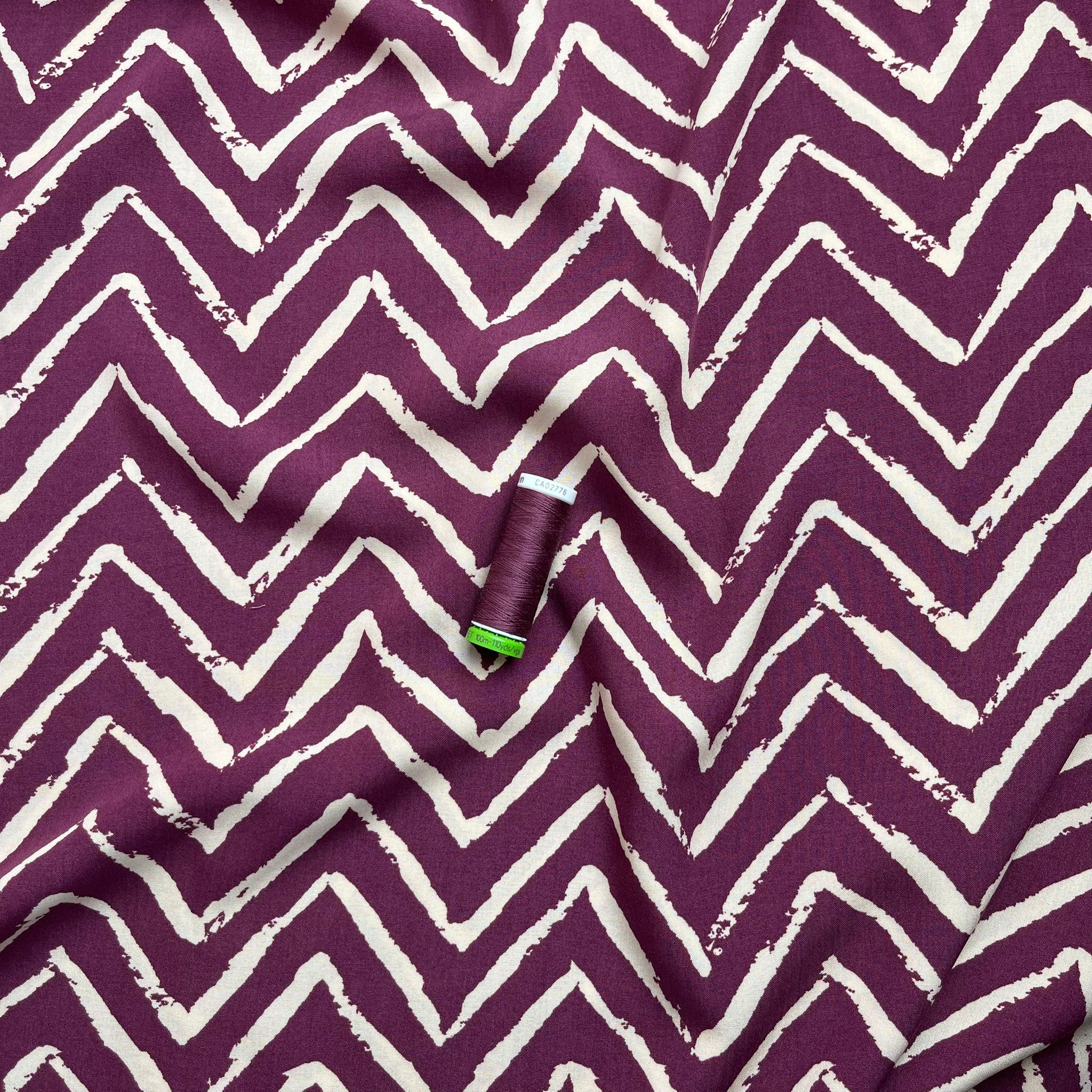 Deep Purple ZigZag Viscose Fabric