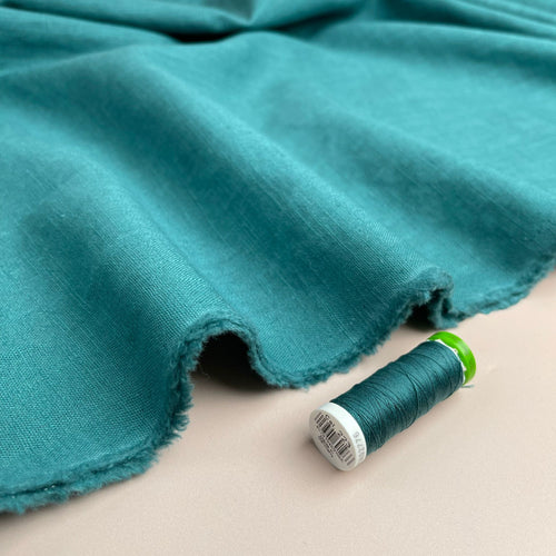 Breeze Teal - Enzyme Washed Pure Linen Fabric