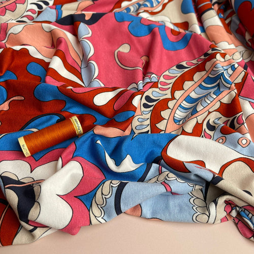 Retro Paisley Viscose Jersey Fabric