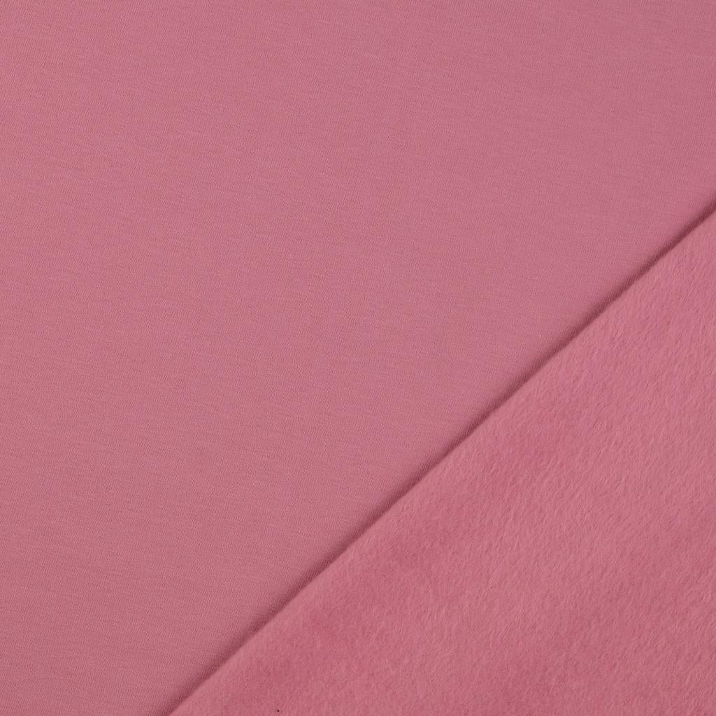 Peach Soft Cotton Sweat-shirting Fabric in Pink