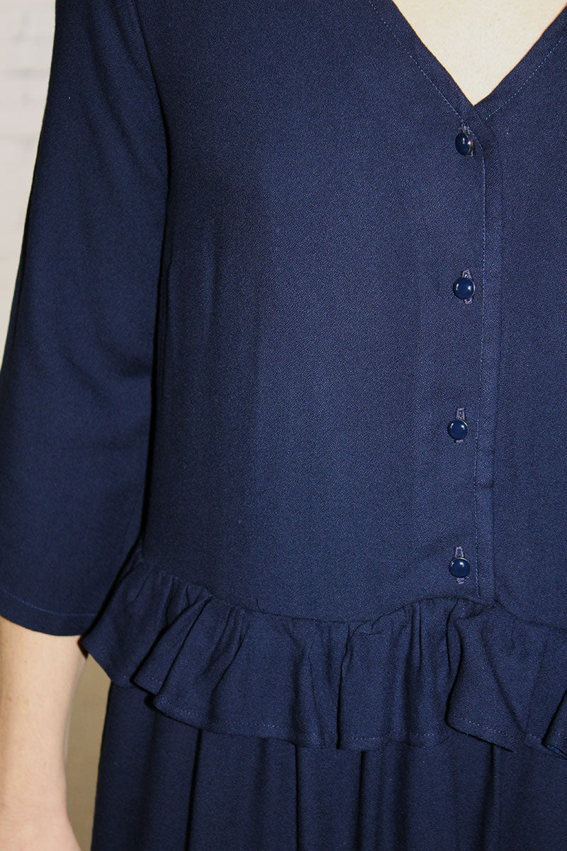Églantine & Zoé - Navy Blue Viscose Crepe Fabric