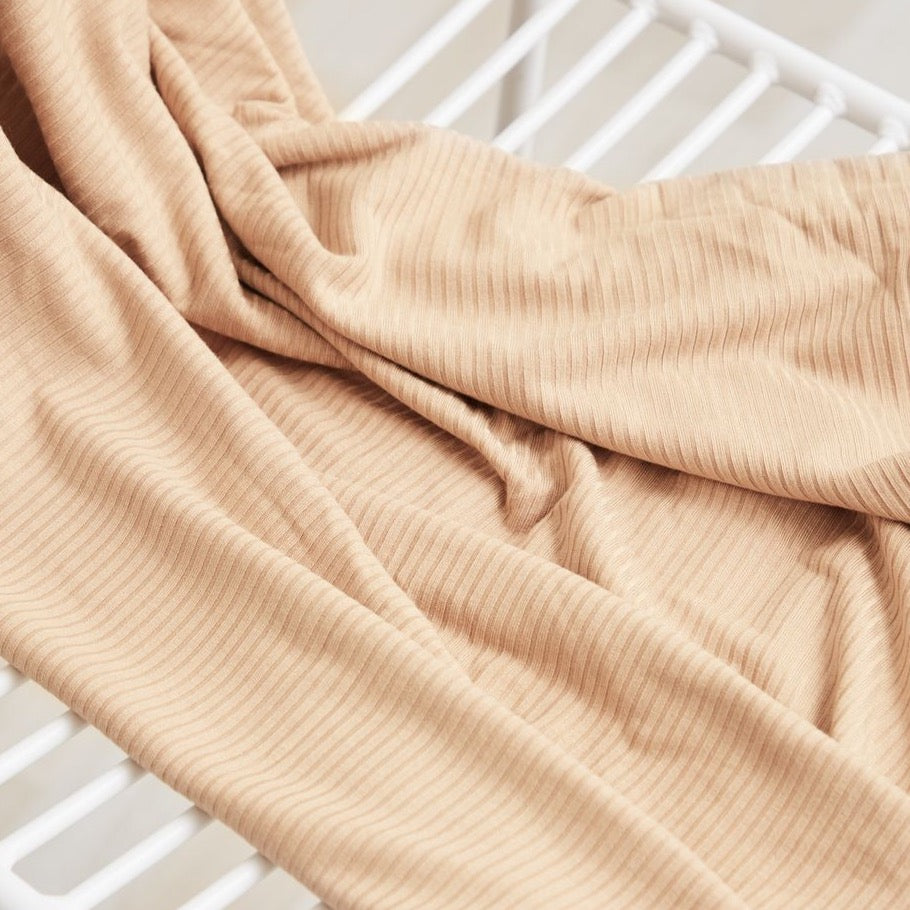 REMNANT 1.34 Metres - Derby Ribbed Jersey Warm Sand with TENCEL™ Modal Fibres