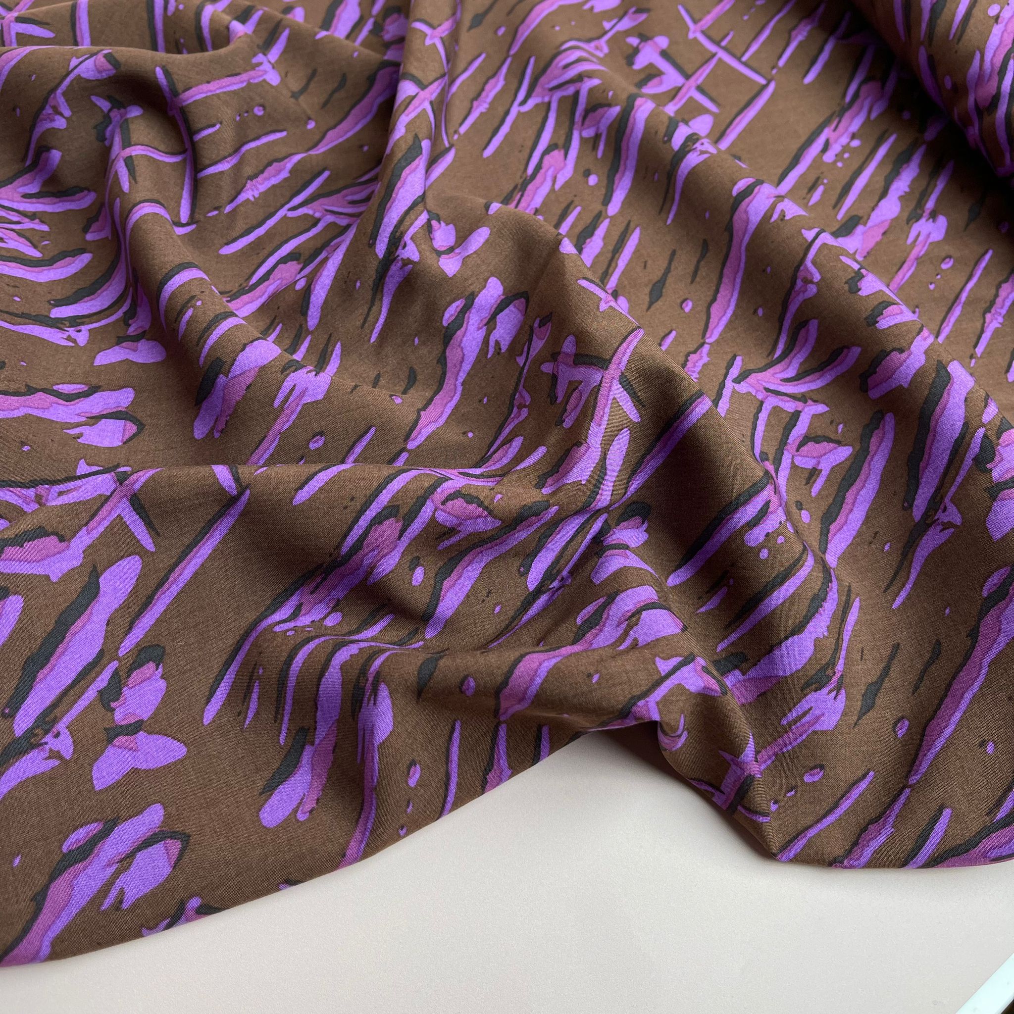 Retro Elora Brown Viscose with TENCEL™ Lyocell Fabric