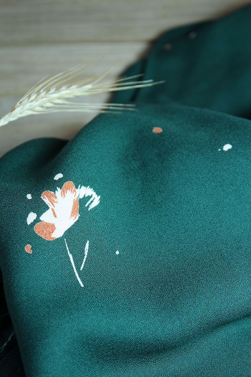 Églantine & Zoé - Windy Pine Green Viscose Crepe Fabric