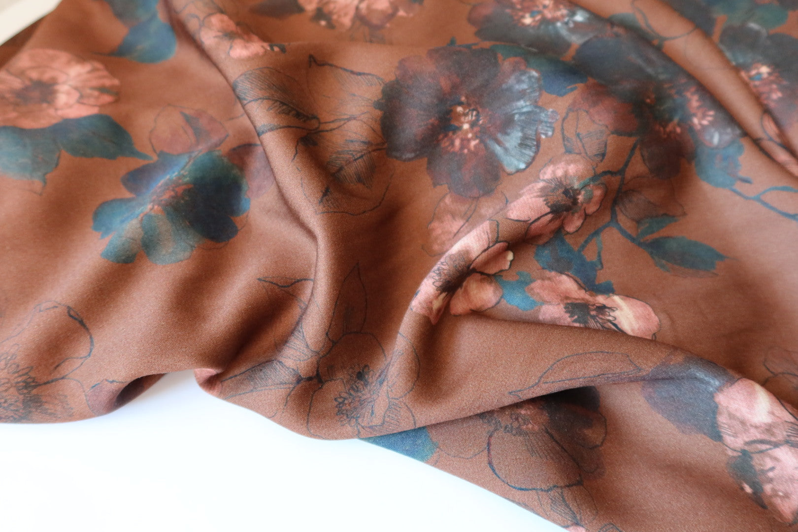 REMNANT 1.20 Metre + free small section with fault - Pecan Alice Woven Viscose Fabric