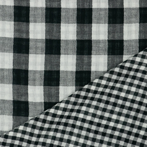 Reversible Gingham Cotton Double Gauze in Black