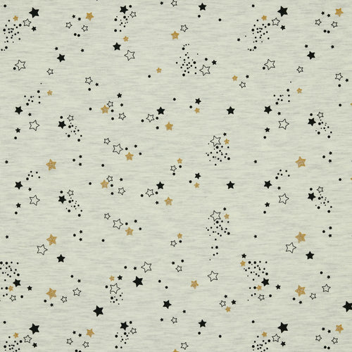 REMNANT 2.69 Metres - Stars with Glitter Ecru Cotton Melange Jersey