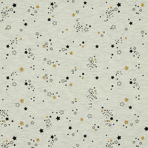 REMNANT 2.69 Metres - Stars with Glitter Ecru Cotton Melange Jersey