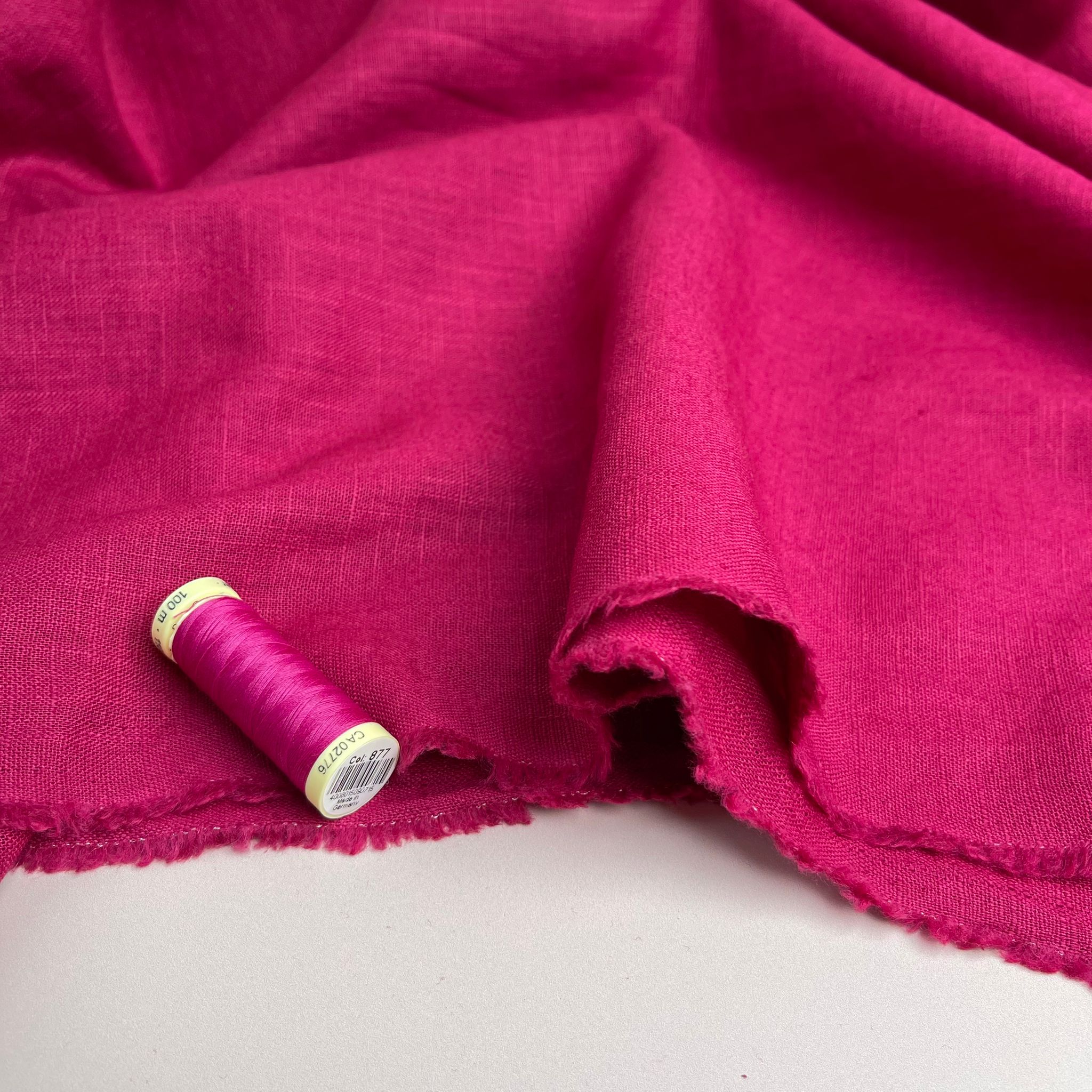 REMNANT 1.17 Metres - Breeze Fuchsia - Enzyme Washed Pure Linen Fabric
