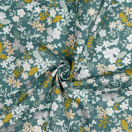 Glitter Flowers Sage Green Cotton Poplin Fabric