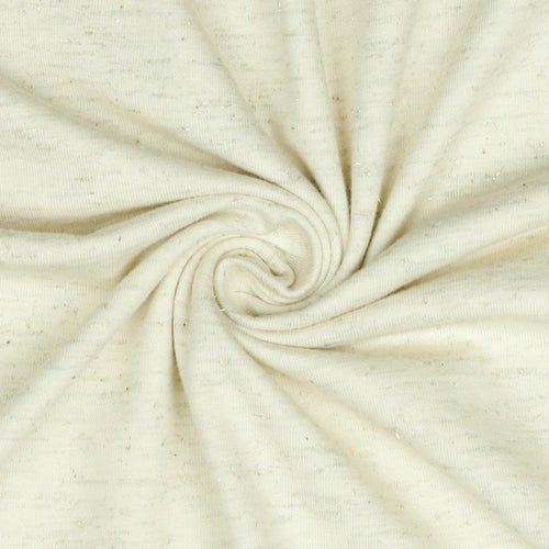 Gold Lurex Sparkles in Ecru Cotton Jersey Fabric