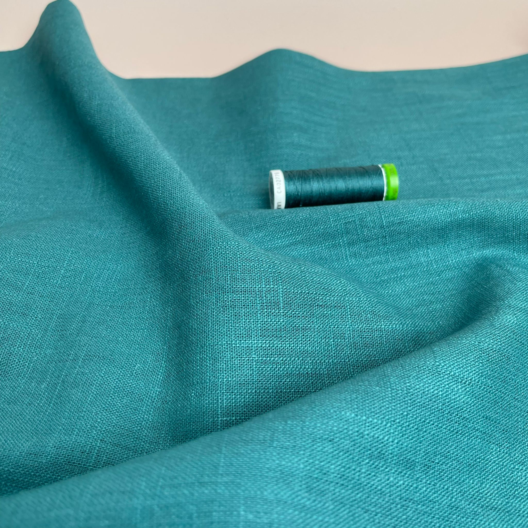 Breeze Teal - Enzyme Washed Pure Linen Fabric