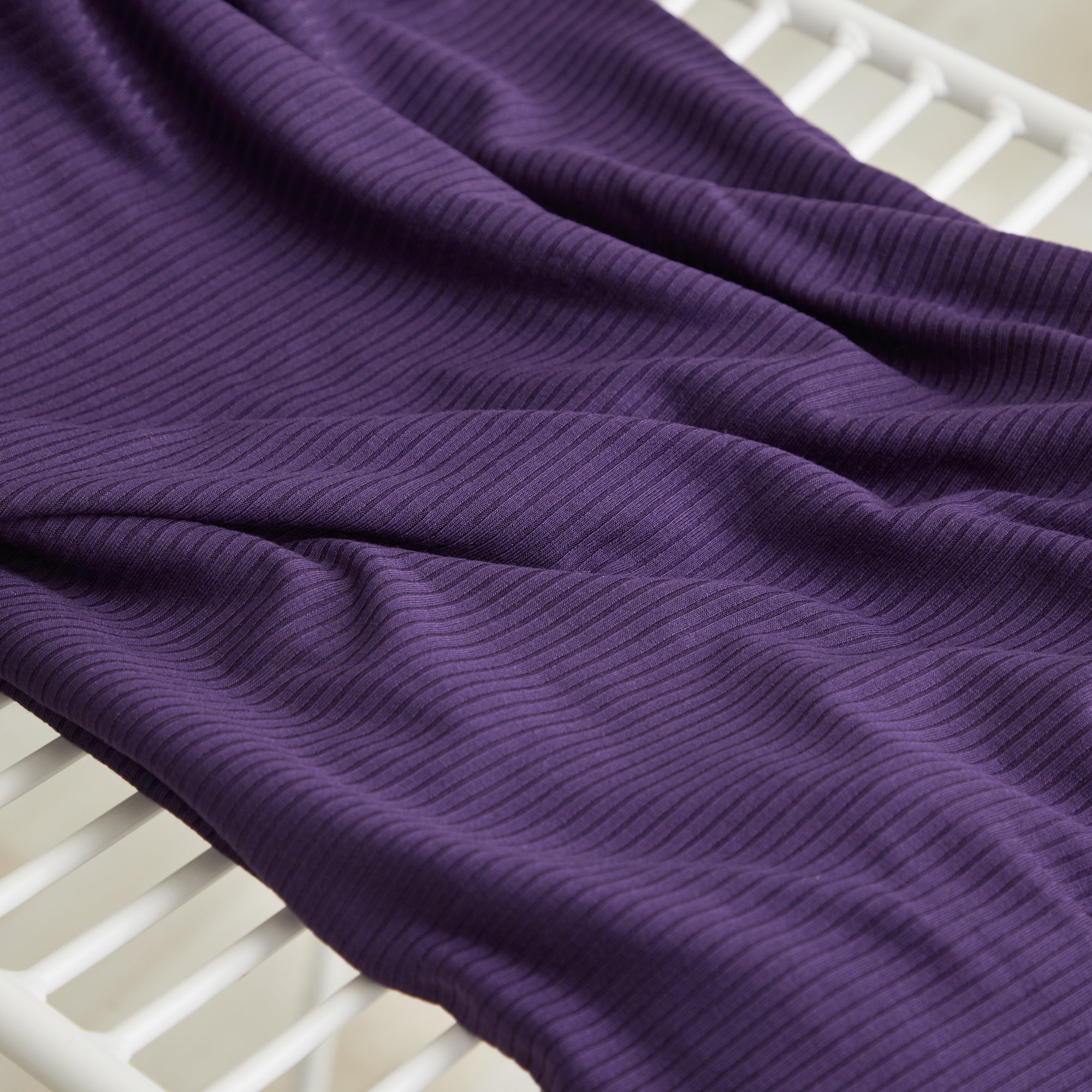 REMNANT 1.3 Metres - Derby Ribbed Jersey Purple Night with TENCEL™ Modal Fibres