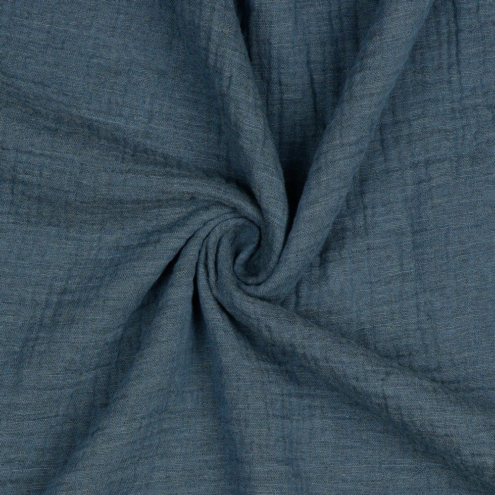 REMNANT 1.19 Metres - Melange Denim Blue Cotton Double Gauze