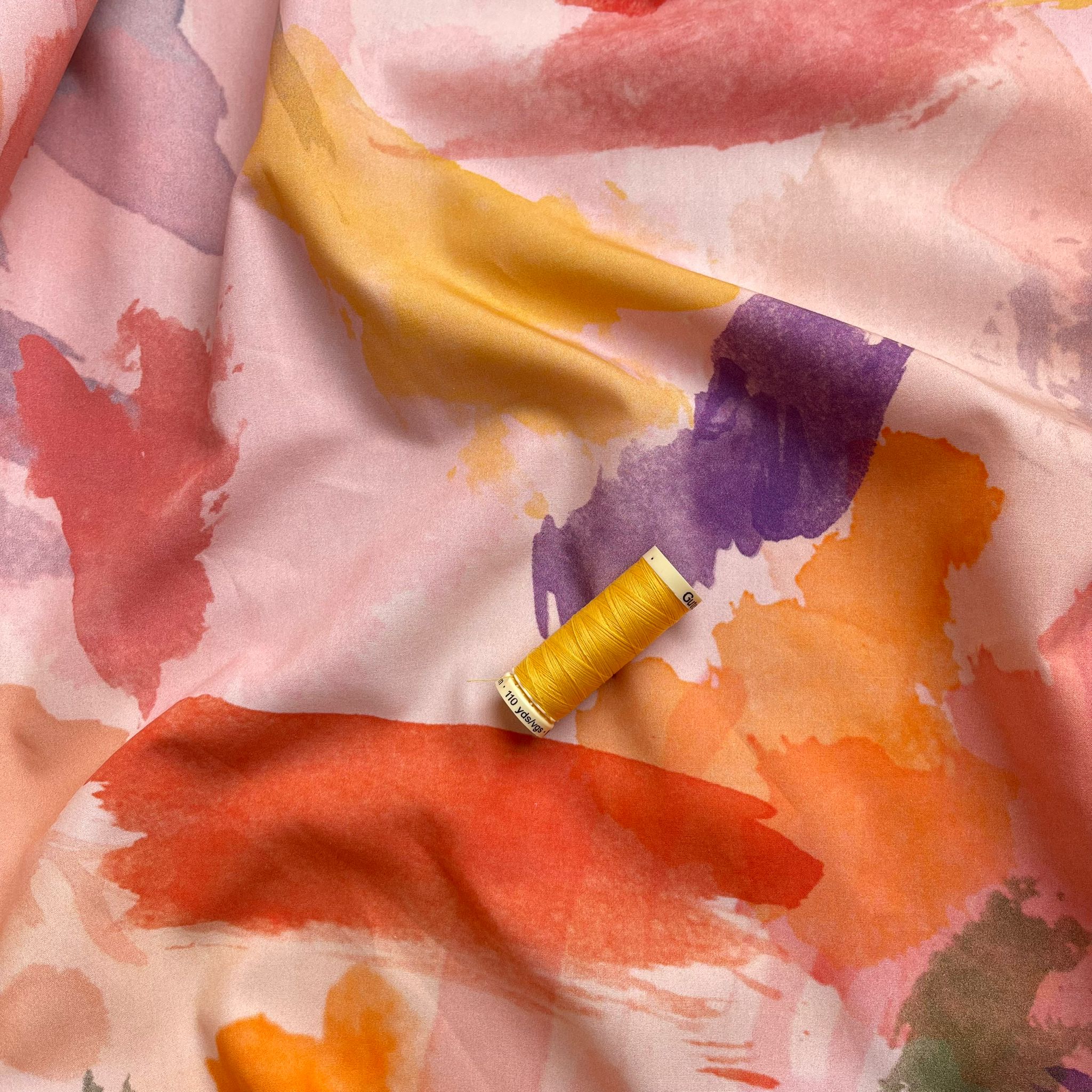 Fibre Mood Watercolour Brushstrokes Cotton Poplin Fabric